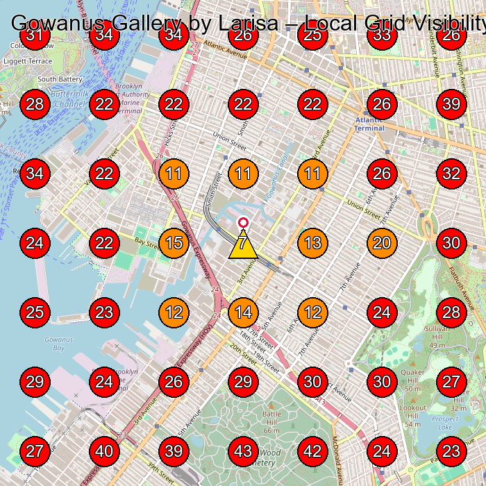 Gowanus Gallery by Larisa GeoGrid visibility map for Pottery Classes in Brooklyn